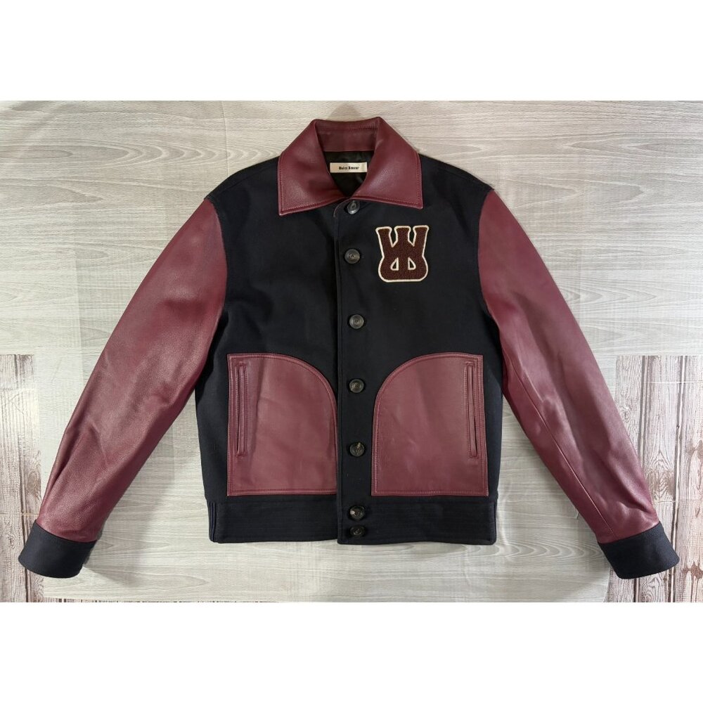 Wales bonner Harlem varsity jacket size 48 US M color burgundy navy NWOT